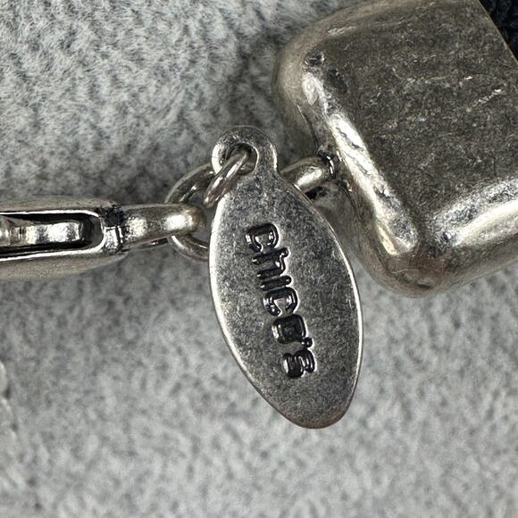 Chicos Statement Necklace Black White Silver Hammered Metal Layered Beaded - Picture 7 of 8